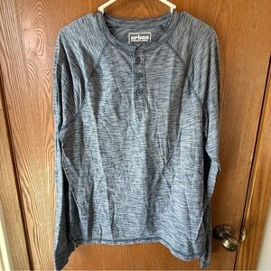 Urban Pipeline, Blue and White Long Sleeve Henley, Size Large